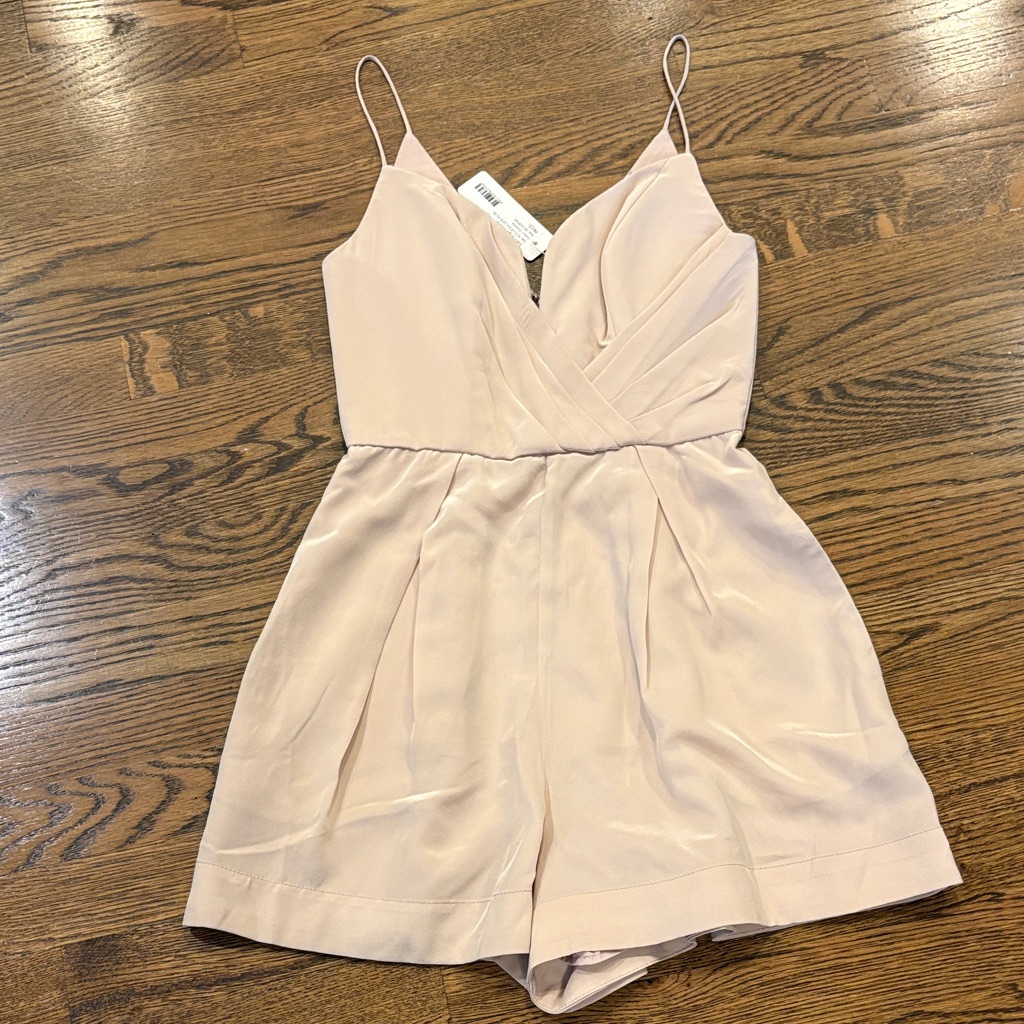 Zimmermann Nwt Silk Plunge Playsuit Blush Pink Spaghetti Strap Romper,Us 2-4